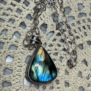 labradorite Blue flash Pendant Necklace